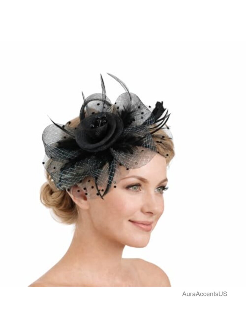 Women's Fascinator Hair Clip Derby Tea Party Mesh Feather Veil Headwear